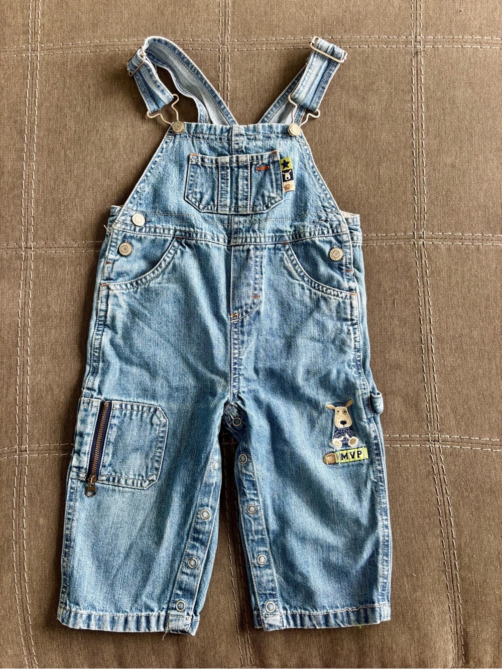 Vintage Carters infant  Light Blue Denim Overalls - MVP Puppy Graphic